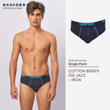 Hanford Men Regular Cotton Briefs OG Jazz - Iron (1PC/Single Pack) S-4X Big Plus Size