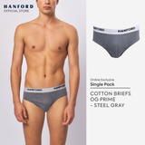 Hanford Men Regular Cotton Briefs OG Prime - Steel Gray (1PC/Single Pack) S-4X Big Plus Size