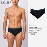 Hanford Men Regular Cotton Briefs OG Tron / Knox - Coal (1PC/Single Pack) S-4X Big Plus Size
