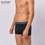 Hanford Men Cotton w/ Spandex Boxer Briefs Oxy - Black/Brilliant Blue Logo (Single Pack)