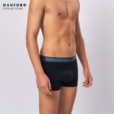 Hanford Men Cotton w/ Spandex Boxer Briefs Oxy - Black/Brilliant Blue Logo (Single Pack)