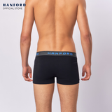 Hanford Men Cotton w/ Spandex Boxer Briefs Oxy - Black/Brilliant Blue Logo (Single Pack)