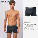 Hanford Men Cotton w/ Spandex Boxer Briefs Ozzy - Iron Gate/Limphet Shell Logo (Single Pack)