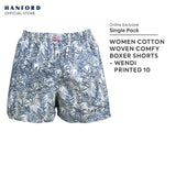 Fem by Hanford Ladies Women 100% Premium Cotton Woven Comfy Sleep Lounge Boxer Shorts Wendi 01 04 05 (1PC) Big Plus Size