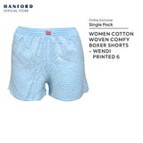 Fem by Hanford Ladies Women 100% Premium Cotton Woven Comfy Sleep Lounge Boxer Shorts Wendi 01 04 05 (1PC) Big Plus Size