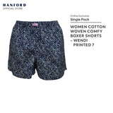 Fem by Hanford Ladies Women 100% Premium Cotton Woven Comfy Sleep Lounge Boxer Shorts Wendi 01 04 05 (1PC) Big Plus Size