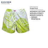 Fem by Hanford Ladies Women 100% Premium Cotton Woven Comfy Sleep Lounge Boxer Shorts Wendi 01 04 05 (1PC) Big Plus Size