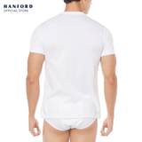 Hanford Men R-Neck Cotton Knit Modern Fit Short Sleeves Shirt - White (Single Pack)