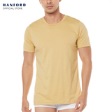 Hanford Men Teens R-Neck Cotton Knit Modern Fit Short Sleeves Shirt - Rattan (SinglePack)