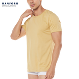 Hanford Men Teens R-Neck Cotton Knit Modern Fit Short Sleeves Shirt - Rattan (SinglePack)