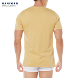 Hanford Men Teens R-Neck Cotton Knit Modern Fit Short Sleeves Shirt - Rattan (SinglePack)