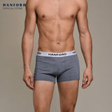 Hanford Men Natural Cotton Knit Boxer Briefs No Spandex OG Rhode - Melange (3in1 Pack) S-2X