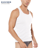 Hanford Men Regular Cotton Rib Tank - White Ribbed Fabric (Single Pack)