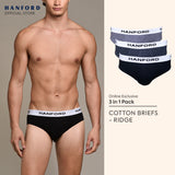 Hanford Men Regular Cotton Briefs OG Ridge - Assorted Melange (3in1 Pack)
