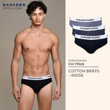 Hanford Men Regular Cotton Briefs OG Ridge - Assorted Melange (3in1 Pack)