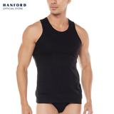 Hanford Men Regular Cotton Knit Single Jersey Tank Ryder - Black (Single Pack)