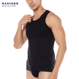 Hanford Men Regular Cotton Knit Single Jersey Tank Ryder - Black (Single Pack)