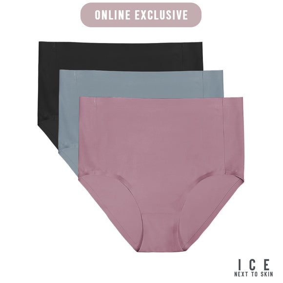 ICE Next to Skin Ladies Women Seamless Heatpress Comfort Silky Soft MidWaist MidRise Panty Cleo 3in1