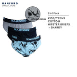 Hanford Kids/Teens Cotton Hipster Briefs Sharky - Shark Print  (3in1 Pack)