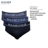 Hanford Men Seamless Seam Free No Seam Comfort Soft Nylon with Spandex Briefs Itch Free Spear - Assorted (3in1 Pack)