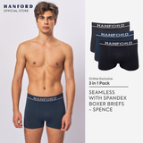 Hanford Men Seamless Seam Free No Seam Comfort Soft Nylon with Spandex Boxer Briefs Itch Free Spence - Assorted (3in1 Pack)