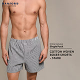 Hanford Men 100% Premium Cotton Woven Boxer Shorts Stark - Stripe (1PC/SinglePack)