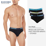 Hanford Men Regular Cotton Briefs Stoked - Black (3in1 Pack)