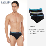 Hanford Men Regular Cotton Briefs Stoked - Black (3in1 Pack)
