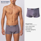 Hanford iCE Men Viscose w/ Spandex Boxer Briefs Swirl - Gray/Grass Swirl Print (Single Pack)