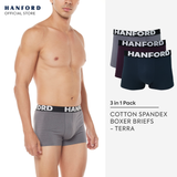 Hanford Men Cotton w/ Spandex Boxer Briefs Terra - Assorted Colors (3in1 Pack)