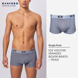 Hanford ICE Men Viscose w/ Spandex Boxer Briefs Triad - Glacier Gray (Single Pack)