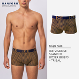 Hanford iCE Men Viscose w/ Spandex Boxer Briefs Tribal - Blue Graphite/Tribal Print (Single Pack)