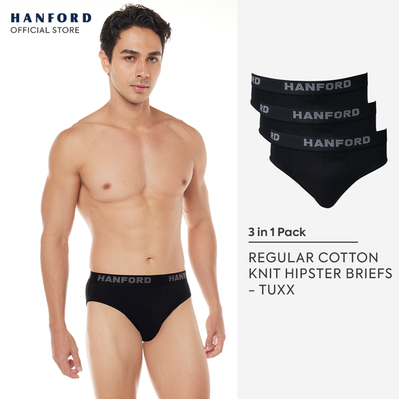 Hanford Men Regular Cotton Briefs Tuxx - Black (3in1 Pack)