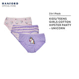 Hanford Kids Girls Teens Regular Cotton Hipster Panty Unicorn - Assorted Print (3in1 Pack)