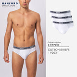 Hanford Men Regular Cotton Briefs V103 - White (3in1 Pack)