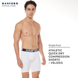 Hanford Athletic Men Pro Cool Quick Dry Compression Shorts Velosis - White (Single Pack)