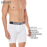 Hanford Athletic Men Pro Cool Quick Dry Compression Shorts Velosis - White (Single Pack)