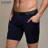 Hanford Athletic Men Pro Cool Quick Dry Compression Shorts with 2 Side Pockets Wayne - Black (Single Pack)