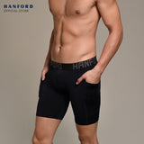 Hanford Athletic Men Pro Cool Quick Dry Compression Shorts with 2 Side Pockets Wayne - Black (Single Pack)