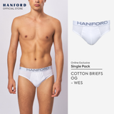 Hanford Men Regular Cotton Briefs OG Wes / Buck - White / Black (1PC/Single Pack)