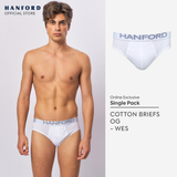 Hanford Men Regular Cotton Briefs OG Wes / Buck - White / Black (1PC/Single Pack)