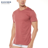Hanford Men Teens R-Neck Cotton Knit Modern Fit Short Sleeves Shirt - Withered Rose (SinglePack)