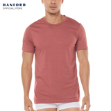 Hanford Men Teens R-Neck Cotton Knit Modern Fit Short Sleeves Shirt - Withered Rose (SinglePack)