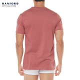 Hanford Men Teens R-Neck Cotton Knit Modern Fit Short Sleeves Shirt - Withered Rose (SinglePack)