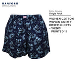 Fem by Hanford Ladies Women 100% Premium Cotton Woven Comfy Sleep Lounge Boxer Shorts Wendi 01 04 05 (1PC) Big Plus Size