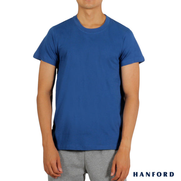 Hanford iCE Men 100% Cotton R-Neck Modern Fit Short Sleeves Shirt - True Blue (Single Pack)
