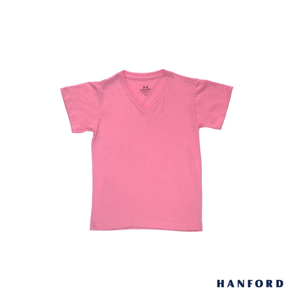 Hanford Kids/Teens V-Neck Short Sleeves Shirt - Flamingo (Single Pack)
