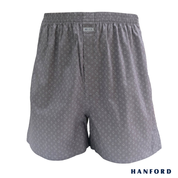 Hanford Men 100% Cotton Woven Shorts Rummy - Cards Suit Print/Silver Filigree (SinglePack)