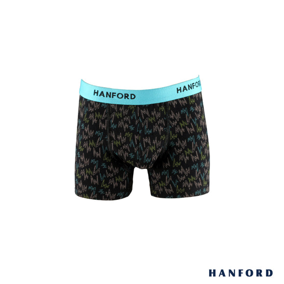 Hanford Kids/Teens Cotton w/ Spandex Boxer Briefs - Mavis Print/Black (Single Pack)