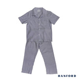 Hanford Kids/Teens 100% Premium Cotton Sleepwear Pajama - Woven Stripe/BlueGray (1set)